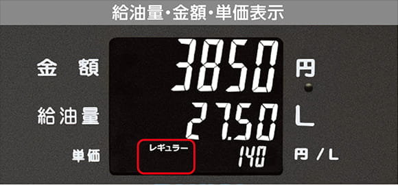給油量・金額・単価表示